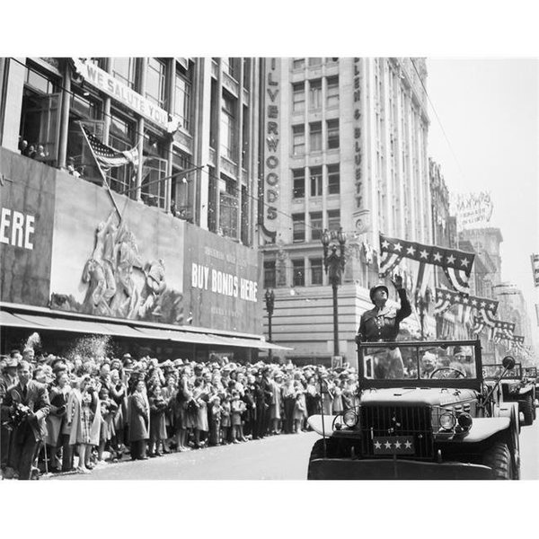 Stocktrek Images StockTrek Images PSTJPA101108M Vintage World War II Photo of General George Patton During A Ticker Tape Parade Poster Print; 16 x 12 PSTJPA101108M